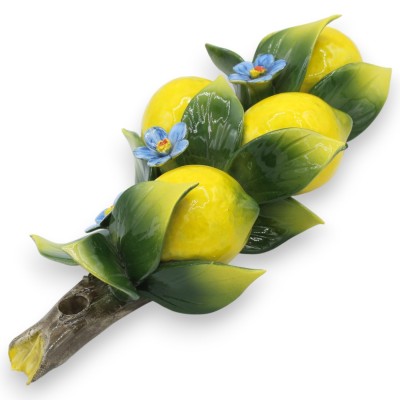 Paket med 4 medelstora citroner och blomapplikationer, h 28 x 14 cm ca. Fin keramik