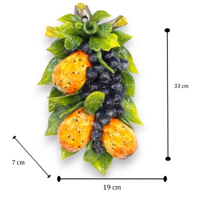 Bundle with 3 Maxi Prickly Pears and Black Grapes, approx. 33 x 19 cm, fine ceramic