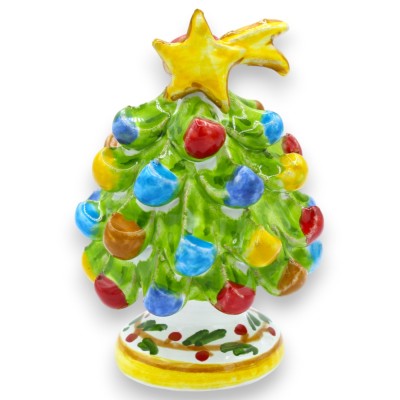 Albero di Natale in pregiata ceramica Siciliana, puntale Stella Cometa, 2 opzioni misura (1Unità) decoro base casuale