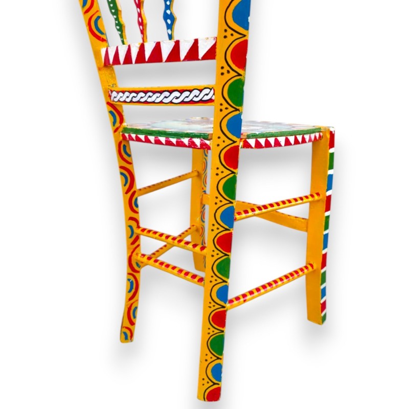 Silla siciliana vintage de madera,...