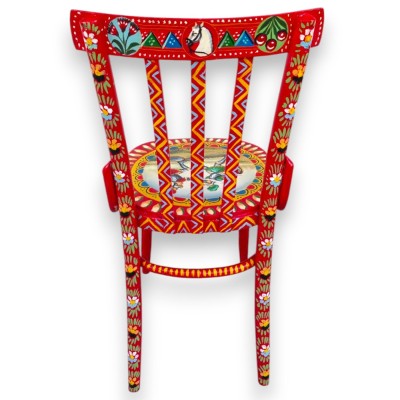 Chaise vintage sicilienne en bois, 100% faite main, décorée à la main, h 87 x 40 cm environ, décoration Battle Paladini.