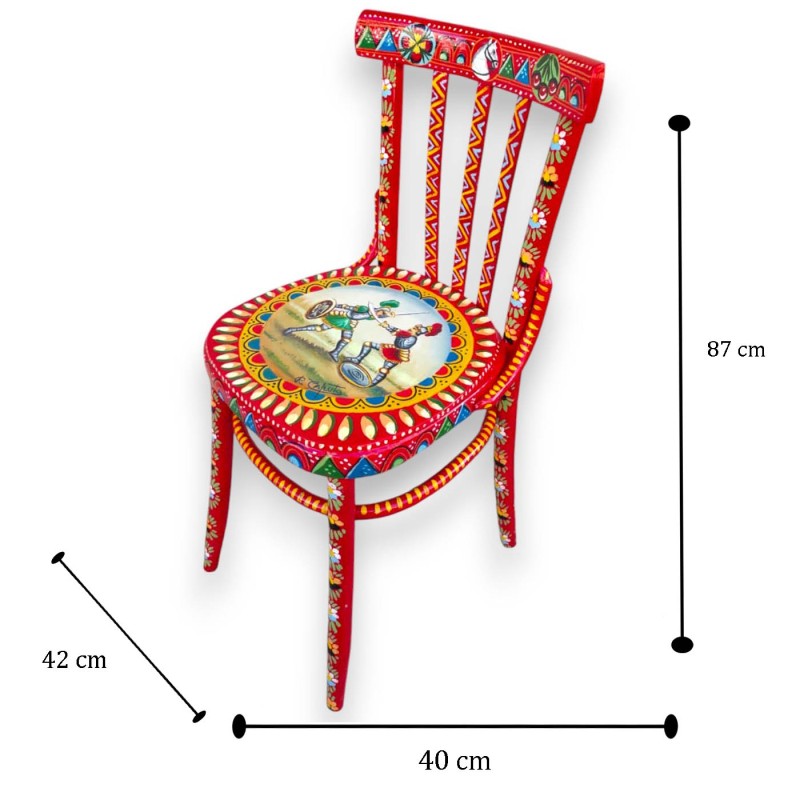 Chaise vintage sicilienne en bois,...