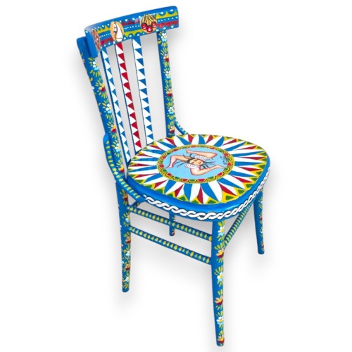 Vintage sizilianischer Holzstuhl, 100 % handgefertigt,...