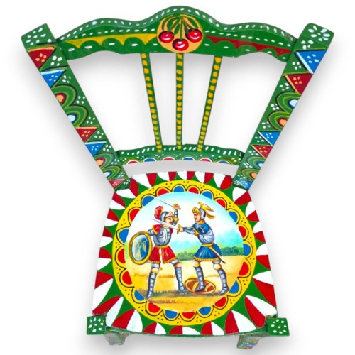 Vintage siciliansk trästol, 100 % handgjord,... 2