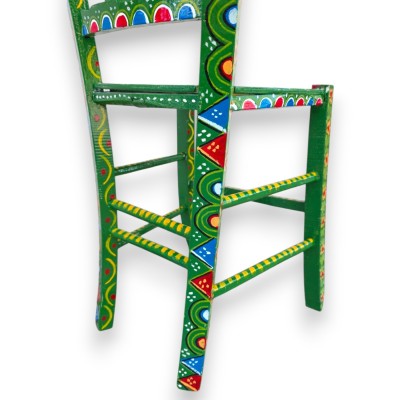 Silla siciliana vintage de madera, 100 % artesanal, decorada a mano, altura aprox. 84 x 40 cm. Decoración Battle Paladini MD2.
