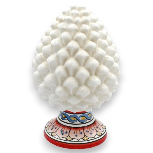 Caltagirone Keramikkotte med Dekorerad Bas, Vit - Olika...