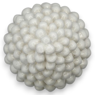 Pigna Ceramica Caltagirone con Base decorata, Bianco - Varie misure (1Unità) decoro petali e treccia, bordo rosso