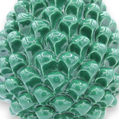 Caltagirone keramische dennenappel met versierde voet, groen - verschillende maten (1 stuk) Bloemblaadjes- en vlechtdecoratie
