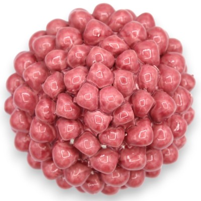 Pigna Ceramica Caltagirone con Base quadrata decorata, Rosa Antico - Varie misure (1Unità) Decoro Floreale