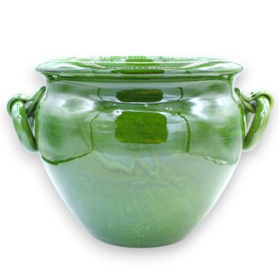 Cachepot Vaso per piante con Anelli, in pregiata ceramica, 2 opzioni misura (1Unità) Verde Bosco