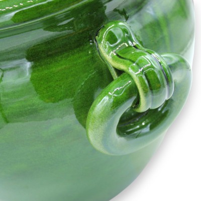 Cachepot Vaso per piante con Anelli, in pregiata ceramica, 2 opzioni misura (1Unità) Verde Bosco