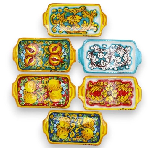 Vassoio con manici, ceramica Caltagirone L 19 x 10 cm ca....