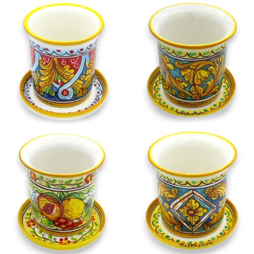 Scolaposate con piattino, Ceramica Caltagirone - h 15 x...