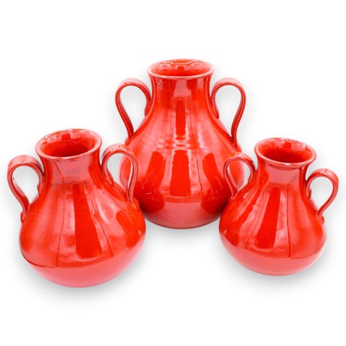Amphorenvase mit Henkeln, feine Keramik, Rot – 3...