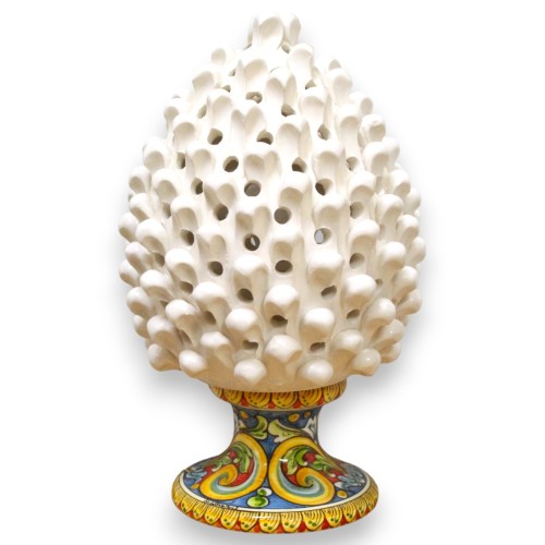 Lume Pigna in ceramica Caltagirone h 38 cm ca. Bianco,...