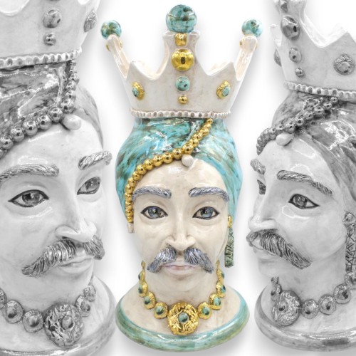 Testa di Moro Caltagirone con Corona, h 43 cm Verderame,... 2