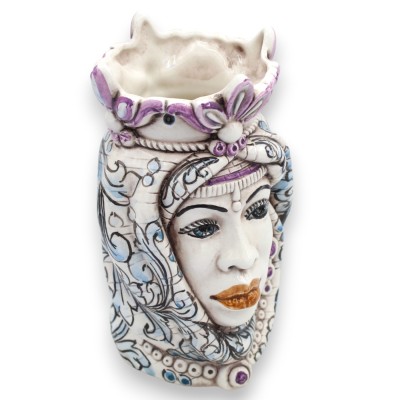 Cabezas moriscas sicilianas con turbante (par), aprox. 18 cm de alto, cerámica de Caltagirone MD18
