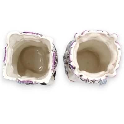 Têtes mauresques siciliennes avec turban (paire), environ 18 cm de haut, céramique de Caltagirone MD18