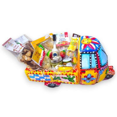Ape Moto, vehículo gigante, 100% artesanal, 55 x 30 cm aprox. Con productos típicos sicilianos, decoración de carro siciliano