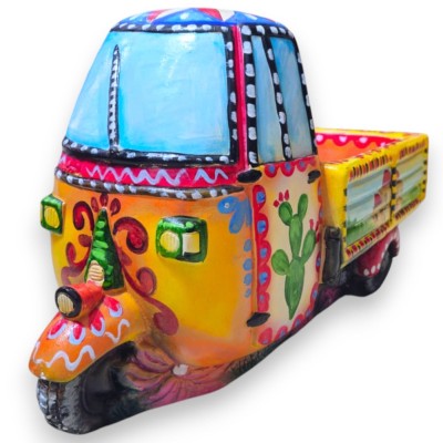 Ape Moto, vehículo gigante, 100% artesanal, 55 x 30 cm aprox. Con productos típicos sicilianos, decoración de carro siciliano