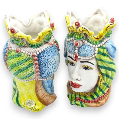 Sizilianische Emiri Maurenköpfe (Paar) ca. 18cm hoch. Caltagirone MD13 Keramik