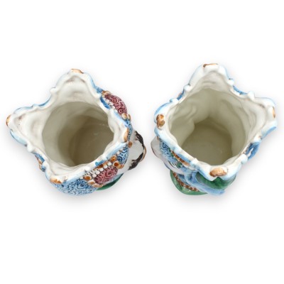 Sizilianische Emiri Maurische Köpfe (Paar) ca. 18 cm hoch. Caltagirone MD14 Keramik