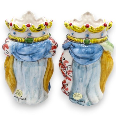 Teste di moro Siciliane Normanne (coppia) h 18 cm ca. ceramica Caltagirone MD16