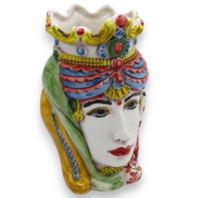Teste di moro Siciliane Normanne (coppia) h 18 cm ca. ceramica Caltagirone MD16