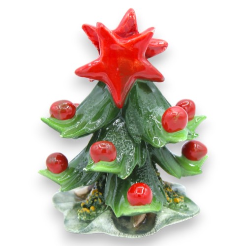 Kerstboom met dubbele sterpunt van fijn keramiek, ca. 11... 2