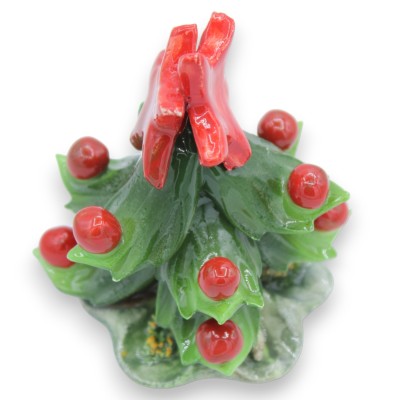 Christmas tree with double star tip in fine ceramic, approx. 11 cm high (1 unit) with various colour options