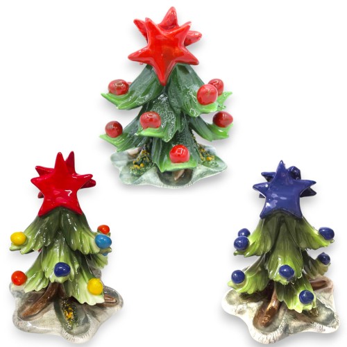 Kerstboom met dubbele sterpunt van fijn keramiek, ca. 11...