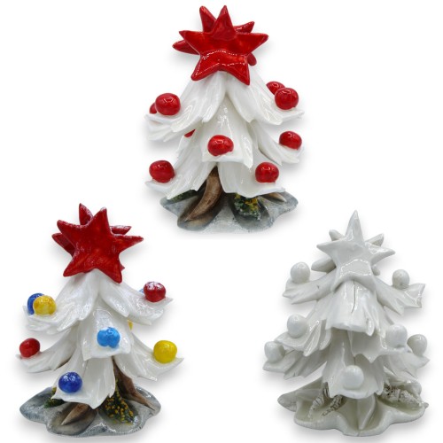 Witte kerstboom, dubbele stertopper, fijn keramiek, ca....