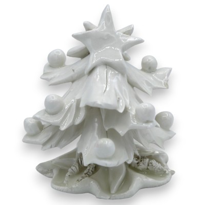 Sapin de Noël blanc, double étoile pour le sommet, céramique fine, environ 11 cm de haut (1 unité), plusieurs coloris disponible