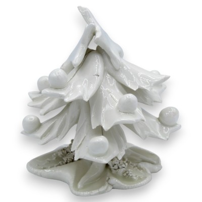 Sapin de Noël blanc, double étoile pour le sommet, céramique fine, environ 11 cm de haut (1 unité), plusieurs coloris disponible