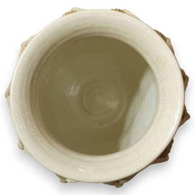Paraplyställ, beige - höjd 50 cm ca. med nätrep runtom, krackelerad effekt