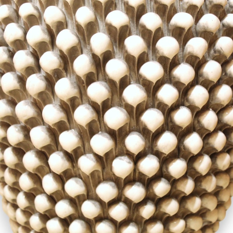 Jarrón de cuello alto Pigna, cerámica de Caltagirone - h 46 cm aprox. Un solo color, blanco antiguo - 