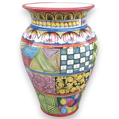 Jarrón para paraguas de la serie ÈLITE, 50 cm de alto x 35 cm de diámetro aprox. Cerámica de Caltagirone, esmalte de oro puro de