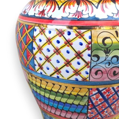 Jarrón para paraguas de la serie ÈLITE, 50 cm de alto x 35 cm de diámetro aprox. Cerámica de Caltagirone, esmalte de oro puro de