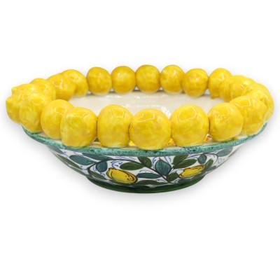 Caltagirone Ceramic Centerpiece, Ø 30 cm, h 11 cm – Hand-painted “Lemon” relief applications