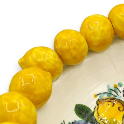 Caltagirone Ceramic Centerpiece, Ø 30 cm, h 11 cm – Hand-painted “Lemon” relief applications