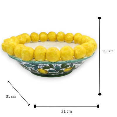 Caltagirone Ceramic Centerpiece, Ø 30 cm, h 11 cm – Hand-painted “Lemon” relief applications