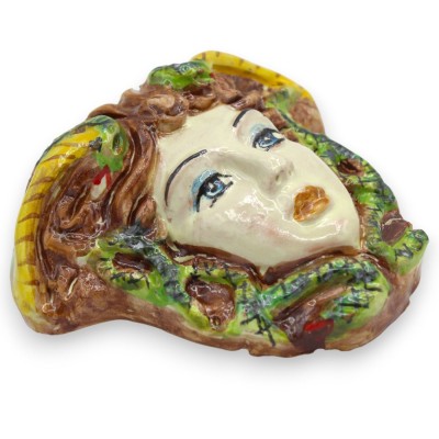 Mytologisk hängande figur, Caltagirone keramik, Medusahuvud, ca 12 x 14 cm. Olika dekorationer (1 enhet)