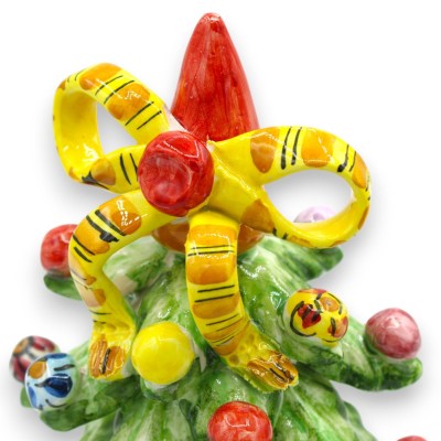 Christmas tree, Caltagirone ceramic, h 20 x 14 cm approx. (1 unit) top with bow and multicoloured balls