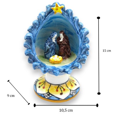 Szopka bożonarodzeniowa z szyszką z ceramiki Caltagirone, ok. 15 x 10 cm (1 sztuka), w różnych kolorach, losowa dekoracja łodygi