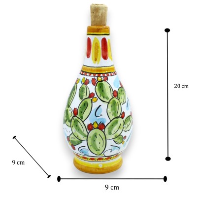 Bottle for Oil or Limoncello, Caltagirone ceramic, h 20 cm approx. (1 Unit) Various Decorations