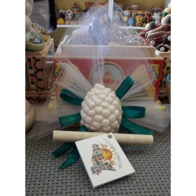 Sicilian keramische pine magnet bommenwerper met sprookjes sluier en 5 confetti - 