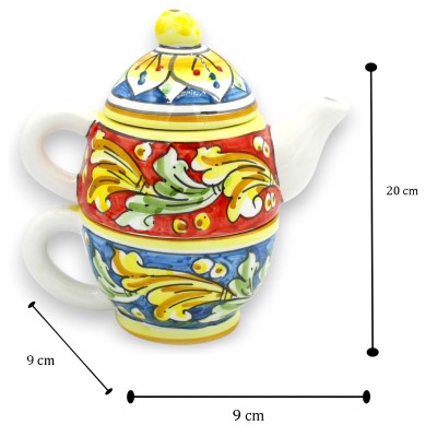 Three-piece teapot, convertible into a cup and milk jug, Caltagirone ceramic, approx. 20 cm high. 100% handcrafted. Hand-decorat