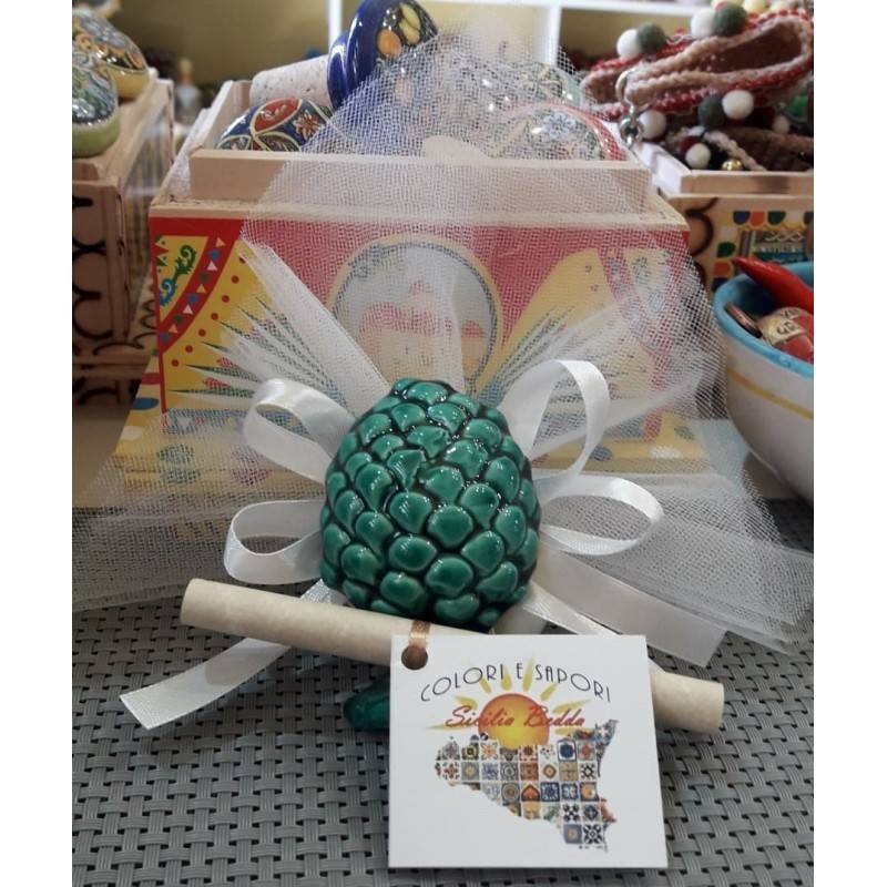 Siciliansk keramisk tallmagnetbombare med fairy slöja och 5 confetti - 