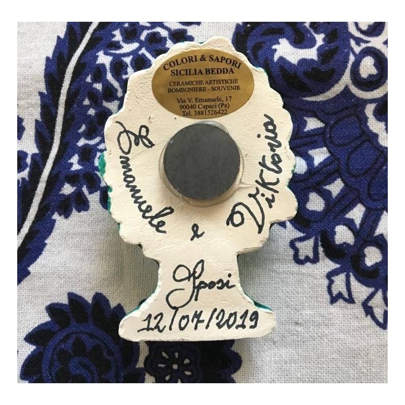 Sicilian keramische pine magnet bommenwerper met sprookjes sluier en 5 confetti - 