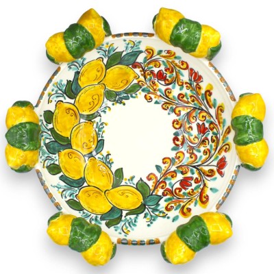 Centerpiece, Caltagirone ceramic, Ø 40 cm approx. Lemon and 17th century decoration, lemon applications